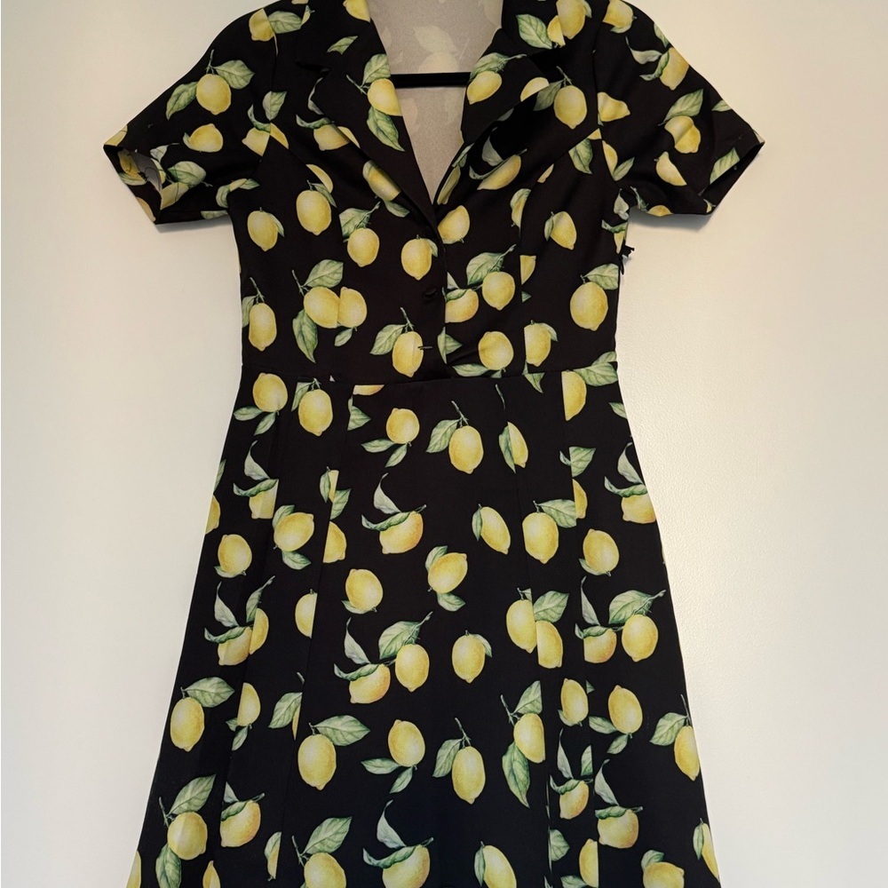 Trendyol Black Dress with Lemon Pattern